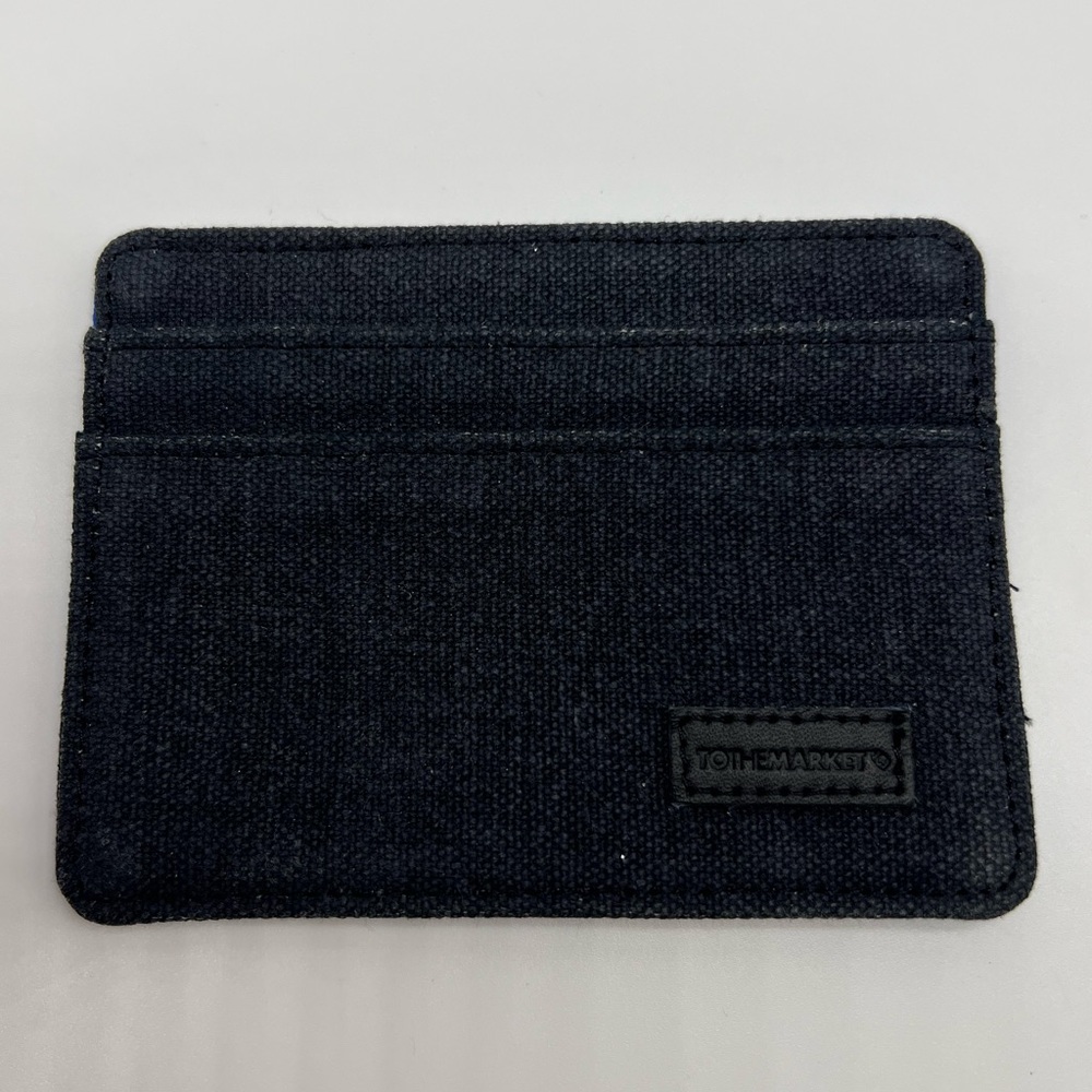TOTHEMARKET Denim Blue Black Pinstripe Mens Card Case Wallet